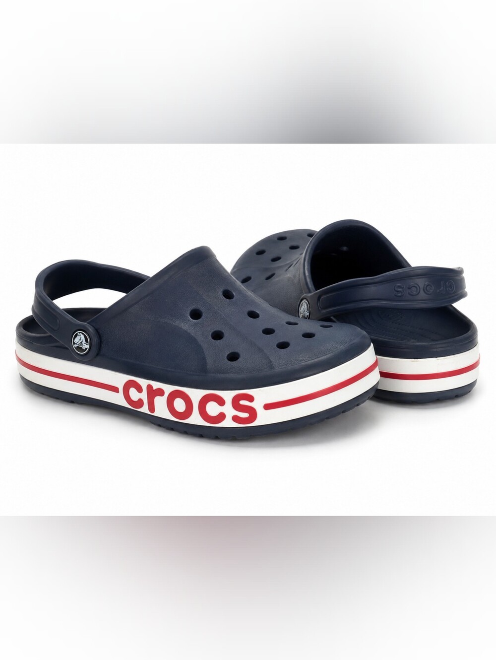Crocs Bayaband Clog Navy Red White Unisex M7 W9 Slip On Comfort Shoes